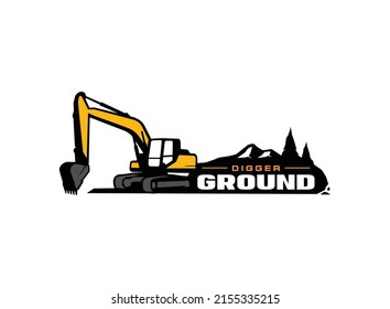 Excavator logo vector for construction company. Heavy equipment template vector illustration for your brand.