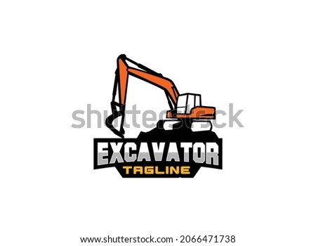Excavator logo vector for construction company. Heavy equipment template vector illustration for your brand.