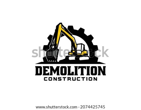 Excavator logo vector for construction company. Heavy equipment template vector illustration for your brand.