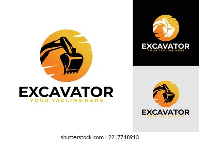 plantilla de diseño vectorial del logotipo de excavadora, silueta