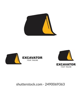 excavator logo vector icon illustration design. logo for construction, mining, business and industry