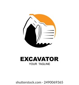 diseño de la ilustración del Vector del logotipo de la excavadora. logotipo para la construcción, la minería, el negocio y la industria