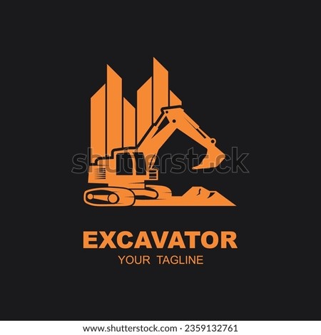 excavator logo vector icon illustration design. logo for construction, mining, business and industry