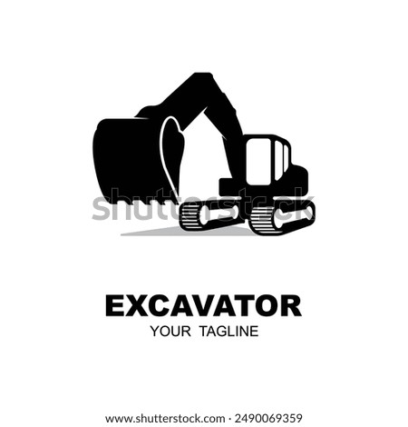 excavator logo vector icon illustration design. logo for construction, mining, business and industry