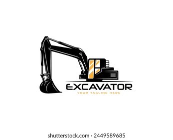 excavator logo vector illustration, construction excavator logo template