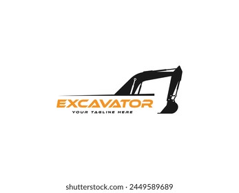 Ilustración vectorial del logotipo de la excavadora, Plantilla del logotipo de la excavadora de construcción