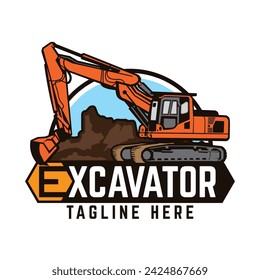 Excavator logo vector illustration, perfect for construction rental equipment logo design
