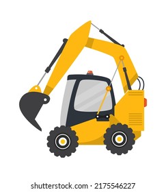 Excavator machine. Construction Industry. Vector illustration