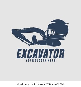 diseño del logotipo de construcción de máquinas excavadoras