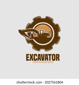 excavator machine construction logo design