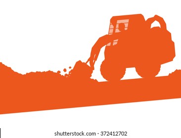 Excavator machine ground work vehicle construction site abstract vector background