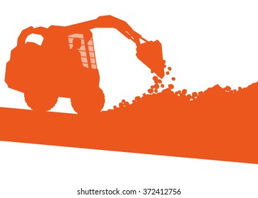 Excavator machine ground work vehicle construction site abstract vector background