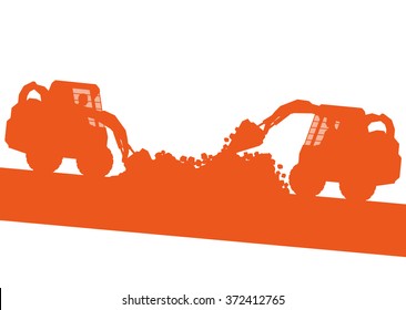 Excavator machine ground work vehicle construction site abstract vector background