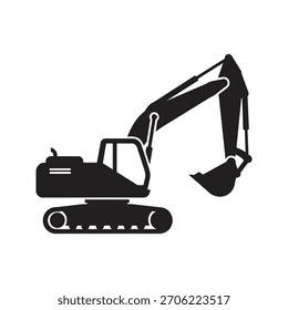 Icono de la máquina excavadora. Vector pesado de la silueta del equipo de construcción.