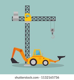 excavator machine with under construction icon