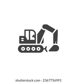 Excavator machine vector icon. filled flat sign for mobile concept and web design. Crawler excavator glyph icon. Symbol, logo illustration. Vector graphics
