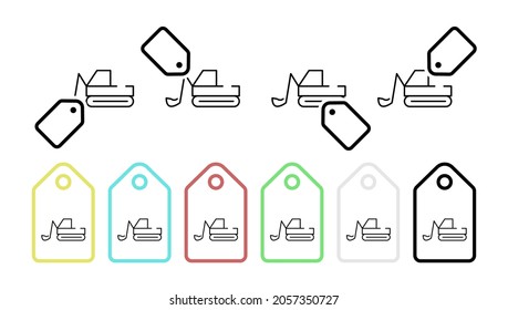 Excavator, machine vector icon in tag set illustration for ui and ux, website or mobile application