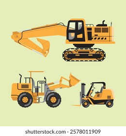 Excavator mascot logo design vector with modern illustration concept style for badge, emblem and t shirt printing. Excavator vector set illustration.
