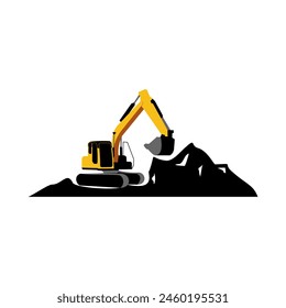 Excavator and materials illustration design vector