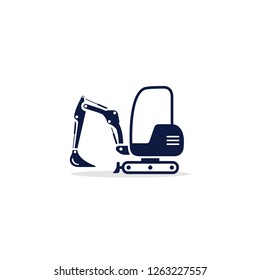 Excavator mini icon. Digger Illustration vector dig vehicle. Mini excavator flat illustration.