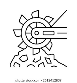 excavator mining machine line icon vector. excavator mining machine sign. isolated contour symbol black illustration