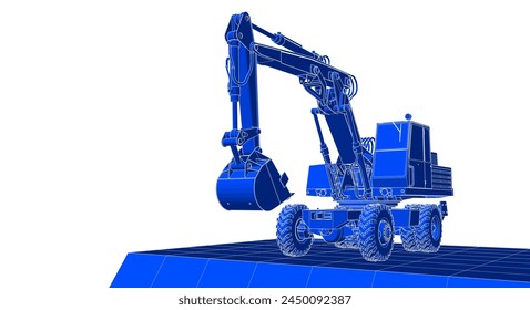 excavator model sketch 3d illustration