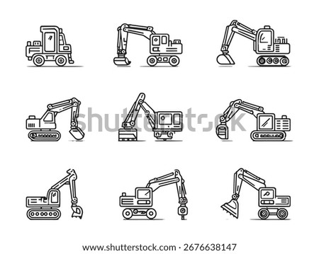 Excavator modern 2D vector illustration concept