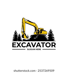 excavator mountain logo template vector