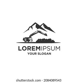 excavator mountain snow removal silhouette logo 