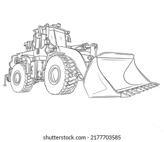 Excavator with moving backhoe hand drawn outline doodle icon. Machinery vector sketch illustration for print,  isolated on white background. Construction industry and machinery concept