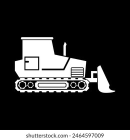 Excavadora con icono de retroexcavadora en movimiento. Siluetas de Imágenes vectoriales. Un fondo en blanco que se puede editar y reemplazar.