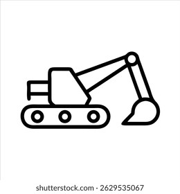 Excavator object icon design black and white with bold outline 