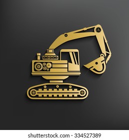 Excavator on dark background,clean vector 
