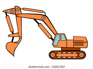 Excavator on a white background