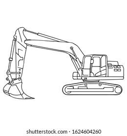 Excavator on white background. Vector illustration