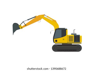 excavator with opened arm simple illustration