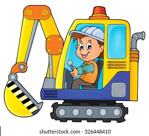 Excavator operator theme image 1 - eps10 vector illustration.