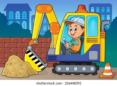 Excavator operator theme image 2 - eps10 vector illustration.