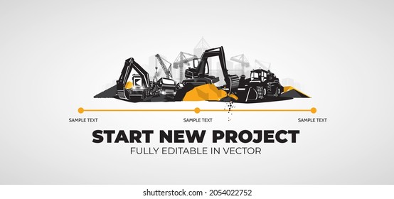 Excavator and other heavy construction equipment.