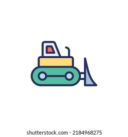 Excavator Outline With Fill Color Vector Icon 

