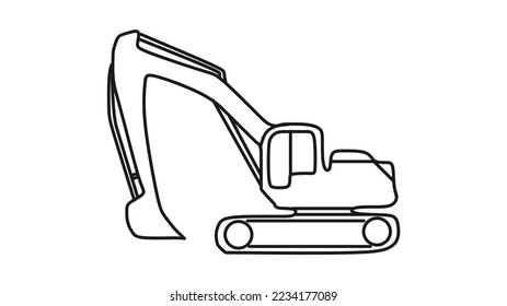 Excavator outline icon, vector illustration in trendy design style, isolated on white background. Editable perfect graphic resources for many purposes.