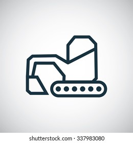 excavator outline, thin, flat, digital icon for web and mobile
