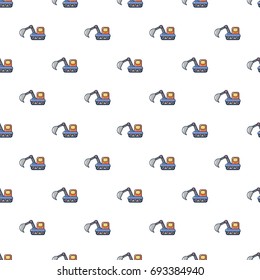 Excavator pattern in cartoon style. Seamless pattern vector illustration