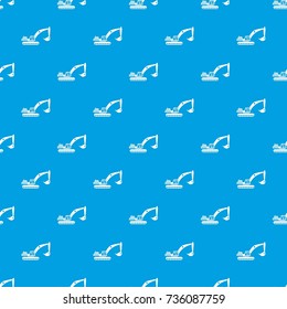 Excavator pattern repeat seamless in blue color for any design. Vector geometric illustration
