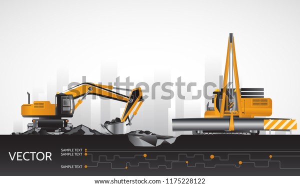 Excavator Pipelayer Construction Heavy Equipment Stock Vector (Royalty ...