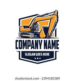 Excavator Ready Made Badge Emblem Logo Template Vector Isolated. Best for Excavating Related Logo