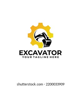 excavator repair logo design template