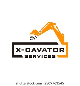 Excavator services logo design vector illustration