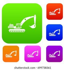 Excavator set icon in different colors isolated vector illustration. Premium collection