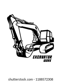 An excavator silhouette black vector template